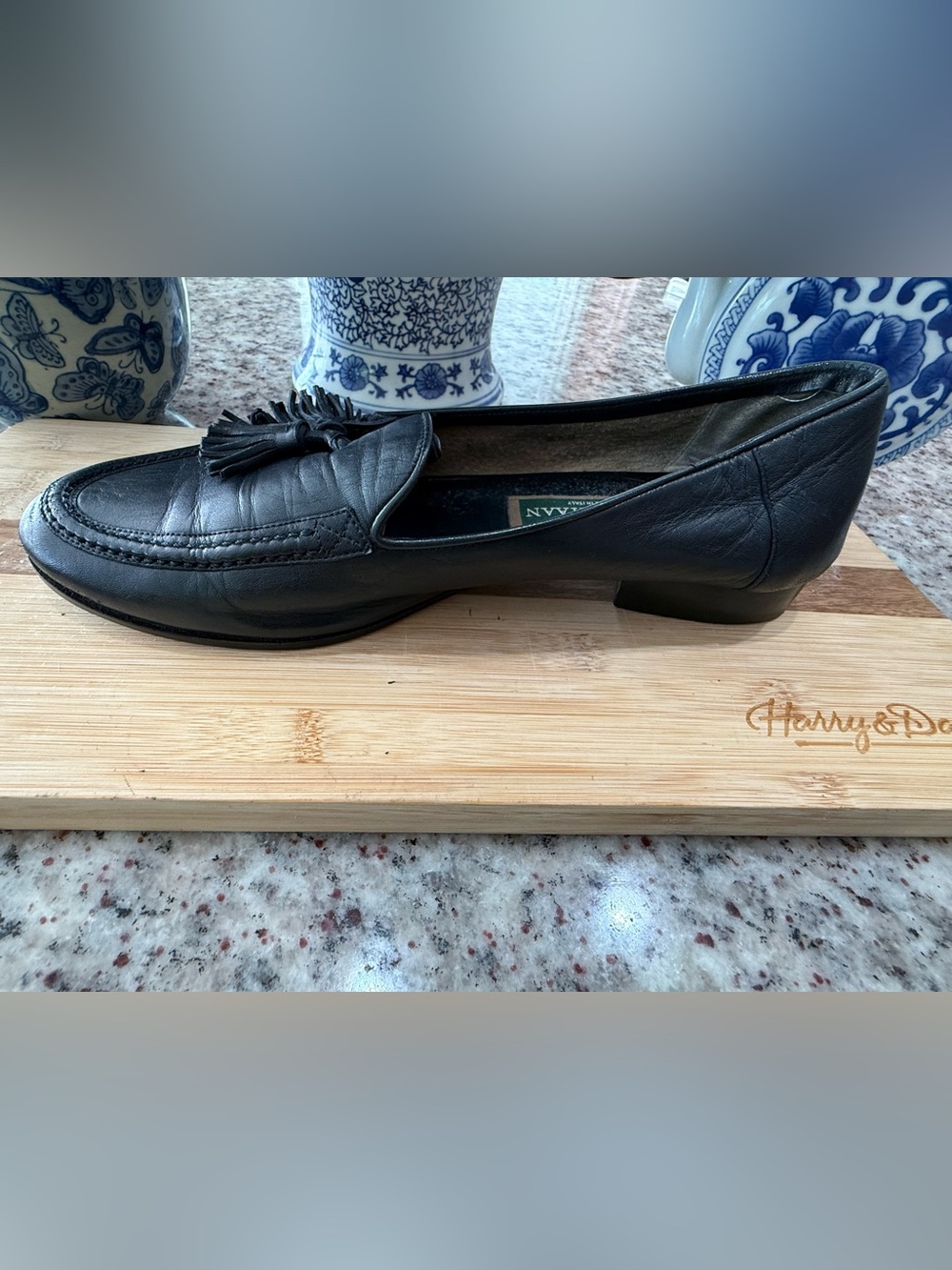 Cole Haan Women’s Black Leather Tassel Loafers - Picture 4 of 9